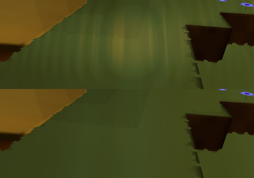 Matcap edge artifacts, without blur (top) and with blur (bottom)