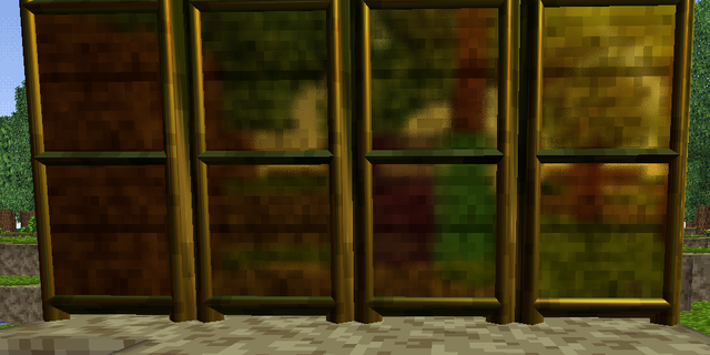 Doors with reflective gold material applied